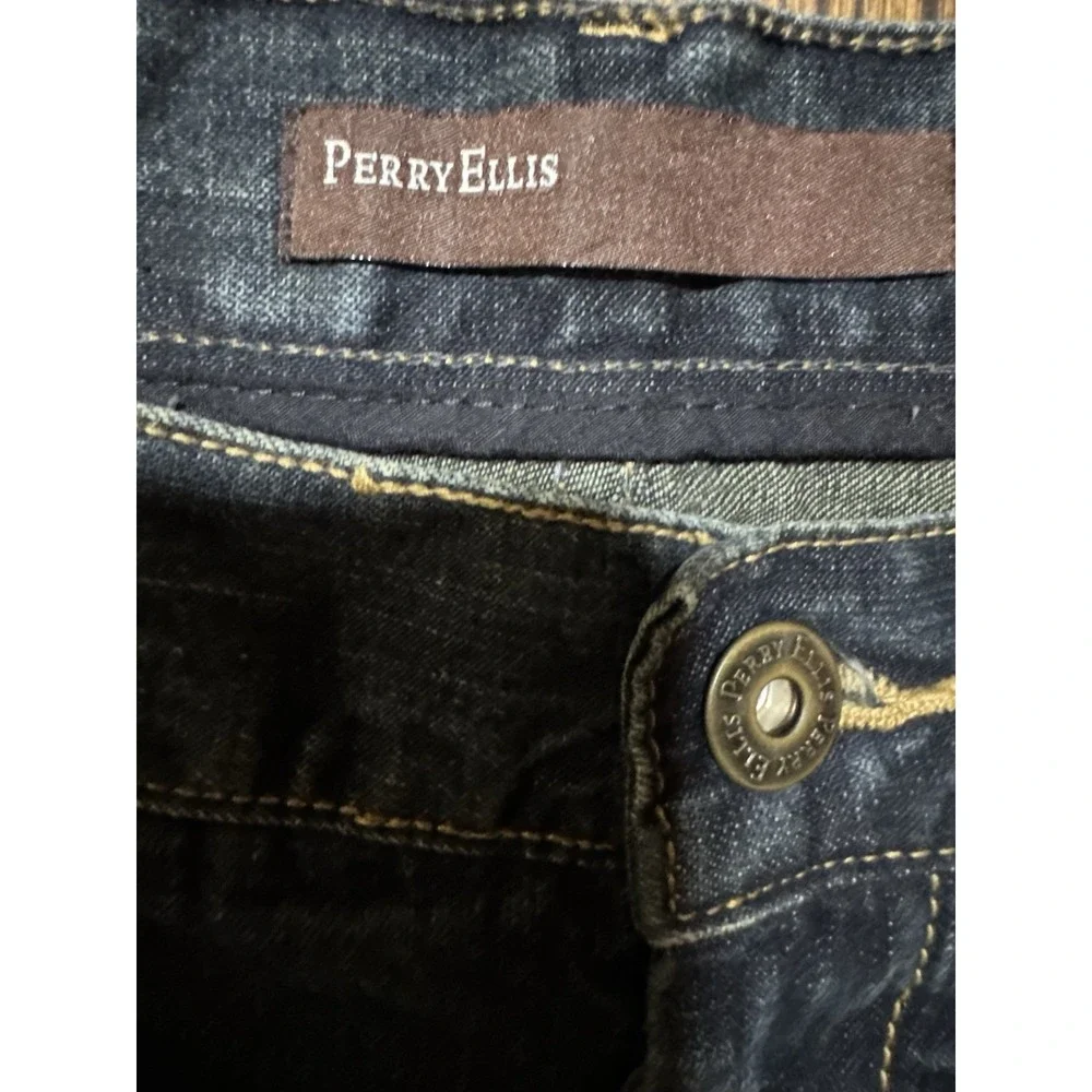 Perry Ellis Denim Blue Jeans Men's Size 34x30 Bootcut Dark Wash Mid Rise Vintage